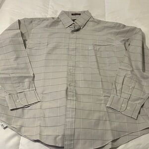 Etienne Aigner Light Gray Checkered Dress Shirt